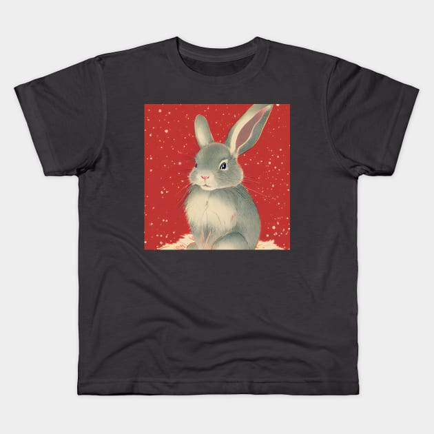 Grey Mini Rex Rabbit in Christmas Pride Red Christmas Animal Bunny Mom Kids T-Shirt by wigobun